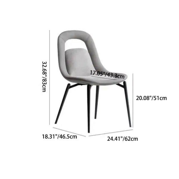 Contemporary Scandinavian Curved Leather Metal Tapered Legs Dining Chair Backrest For Dining Room - Image 5
