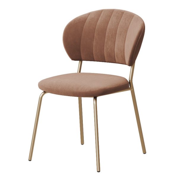 Contemporary Nordic Round Cotton Linen Upholstered Dining Chair Backrest For Dining Room - Image 6
