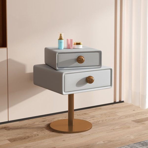 Contemporary Creative Orb Square Rotatable Stackable Wood Steel Nightstand 2-Drawer For Bedroom - Image 19