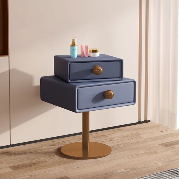 Contemporary Creative Orb Square Rotatable Stackable Wood Steel Nightstand 2-Drawer For Bedroom - Image 17
