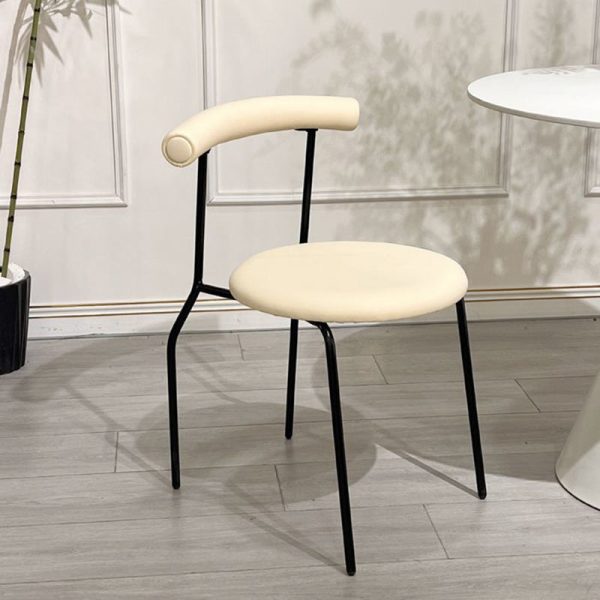 Contemporary Scandinavian Leather Metal Sponge Round Arc Dining Chair Backrest For Dining Room - Image 29