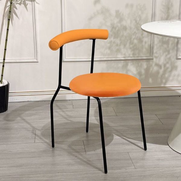 Contemporary Scandinavian Leather Metal Sponge Round Arc Dining Chair Backrest For Dining Room - Image 4