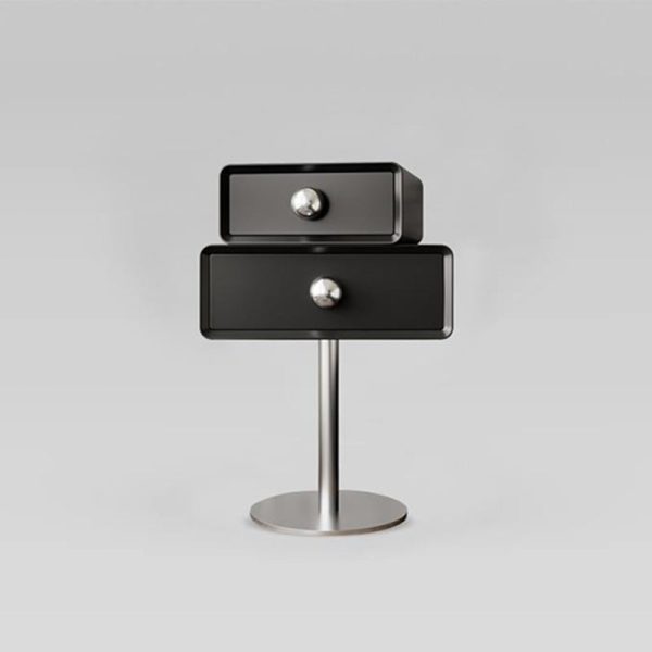 Contemporary Creative Orb Square Rotatable Stackable Wood Steel Nightstand 2-Drawer For Bedroom - Image 29