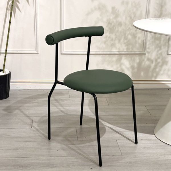 Contemporary Scandinavian Leather Metal Sponge Round Arc Dining Chair Backrest For Dining Room - Image 30