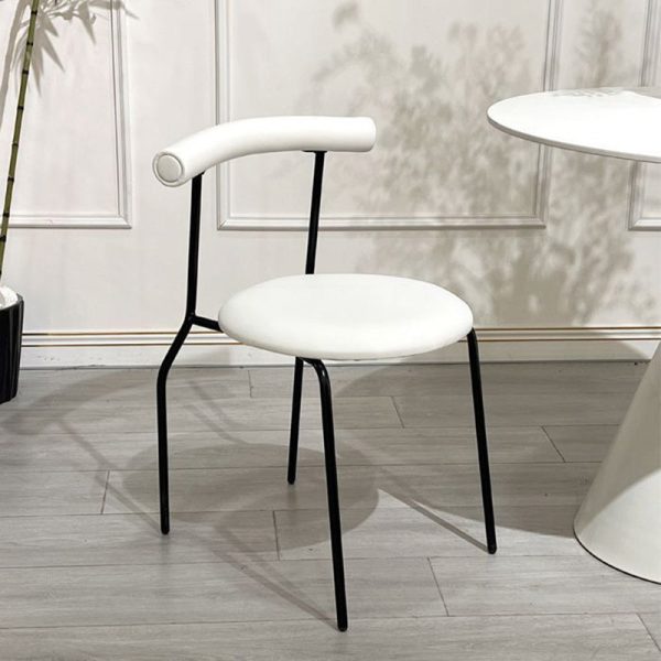 Contemporary Scandinavian Leather Metal Sponge Round Arc Dining Chair Backrest For Dining Room - Image 31