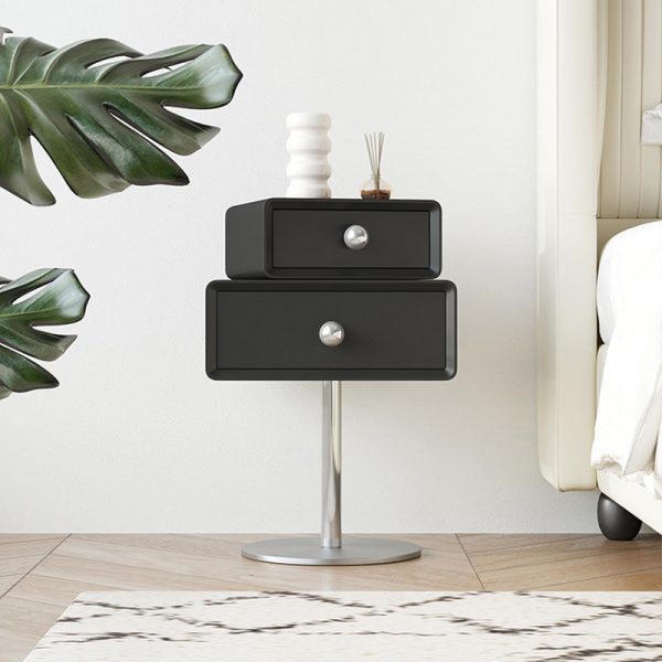 Contemporary Creative Orb Square Rotatable Stackable Wood Steel Nightstand 2-Drawer For Bedroom - Image 25