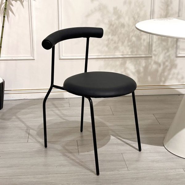 Contemporary Scandinavian Leather Metal Sponge Round Arc Dining Chair Backrest For Dining Room - Image 32