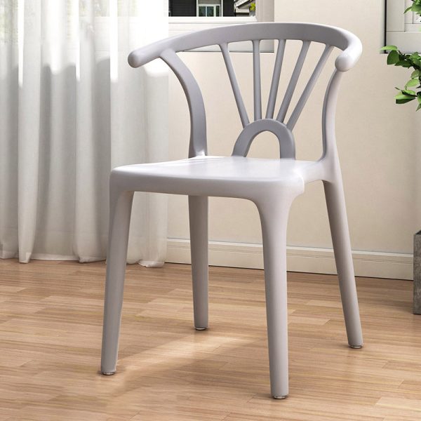 Contemporary Scandinavian Arc Plastic Stackable Dining Chair Backrest For Dining Room - Image 2