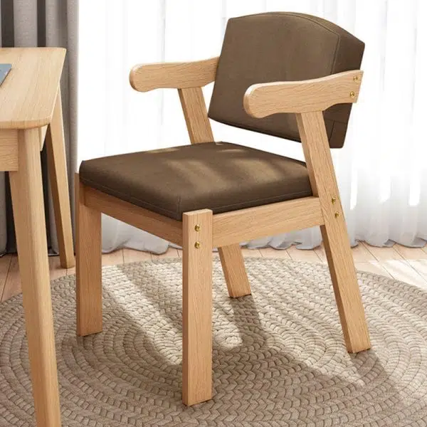 Contemporary Nordic Square Wood Fabric Chair Backrest Armrest For Living Room - Image 2