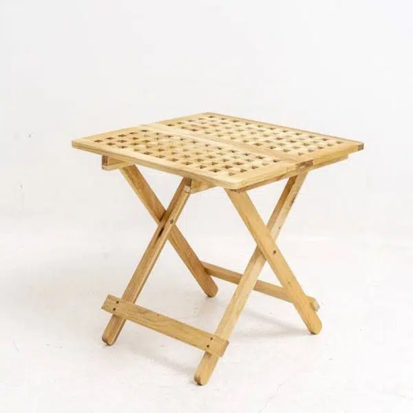 Traditional Rustic Square Wood Chair Backless Armless For Living Room - Image 28