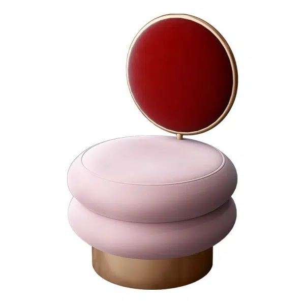 Contemporary Creative Round Fabric Iron Vanity Stool Backrest Armless For Bedroom - Image 14