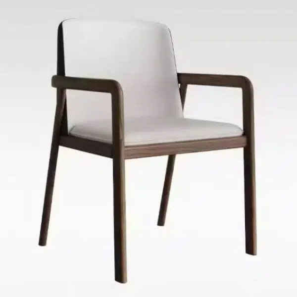 Traditional Chinese Square Ash Wood High Resilience Sponge PU Leather Dining Chair Backrest Armrest For Dining Room - Image 16