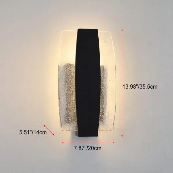 Modern Minimalist Rectangle Aluminum Glass LED Wall Sconce Lamp For Outdoor Patio - Image 5