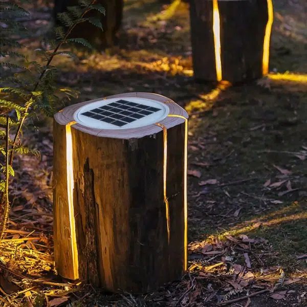 Modern Art Deco Waterproof Solar Iron Resin Tree Stump LED Landscape Lighting Outdoor Lighting For Garden - Image 2