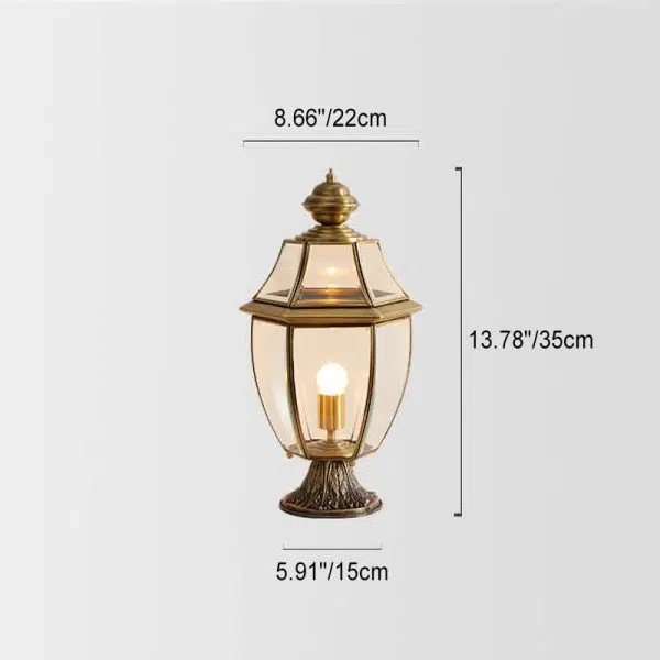 European Luxury All Copper Clear Glass Lantern Post 1/3 Light Waterproof Patio Landscape Light - Image 8