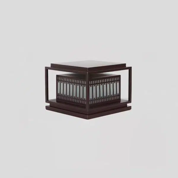 Traditional Chinese Square Stainless Steel Glass 1-Light Post Head Light For Garden - Image 24