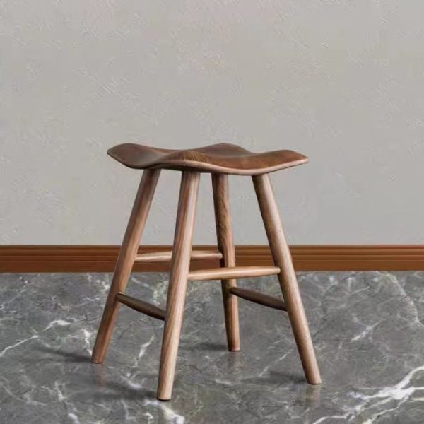 Contemporary Nordic Ash Wood Square Vanity Stool Footrest For Bedroom - Image 2
