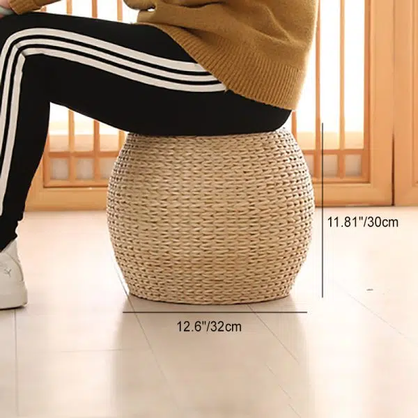 Traditional Chinese Round Column Wood Chair Backless Armless For Living Room - Image 5