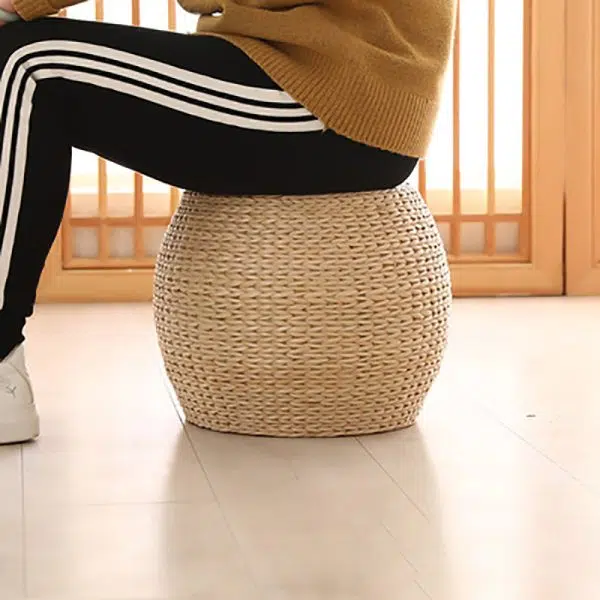 Traditional Chinese Round Column Wood Chair Backless Armless For Living Room - Image 11