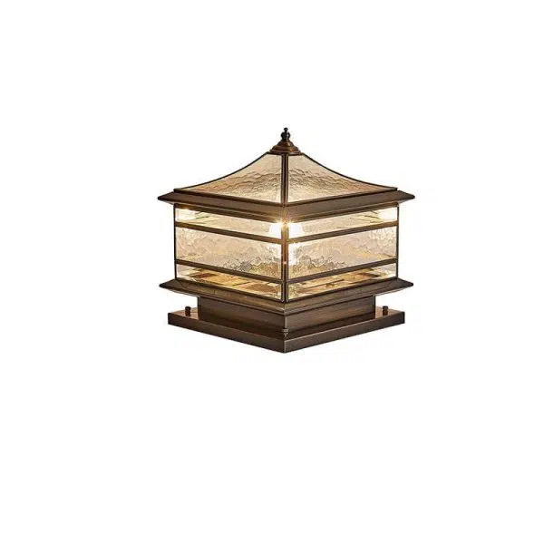 European Outdoor Brass Glass Square 1/2 Light Waterproof Pillar Landscape Light - Image 17