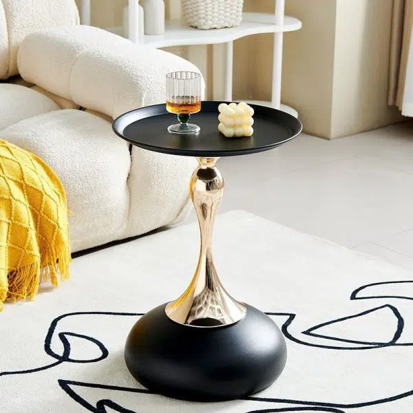 Contemporary Creative Round Steel End Table 1-Tier For Living Room - Image 2