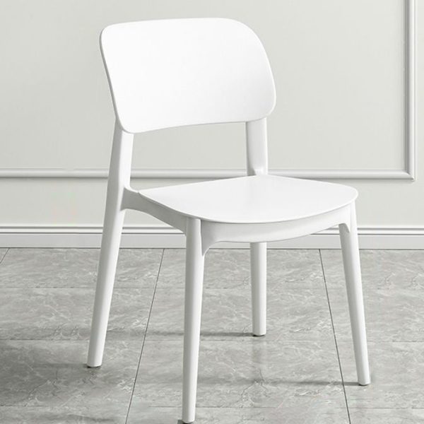 Contemporary Nordic Macaron Plastic Square Stackable Dining Chair Open Back For Dining Room - Image 2