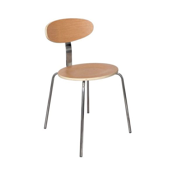Contemporary Nordic Wood Stainless Steel Round Dining Chair Backrest For Dining Room - Image 15