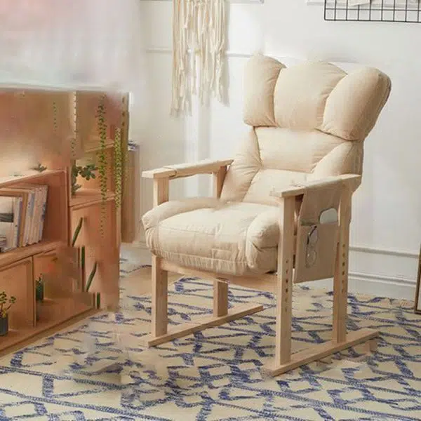 Modern Simplicity Fabric Upholstered Wood Frame Accent Chair Adjustable Backrest Armrest For Home Office - Image 2