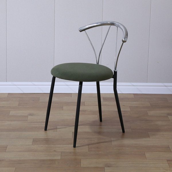 Contemporary Nordic Round Curved Backrest Iron Fabric Dining Chair For Dining Room - Image 3