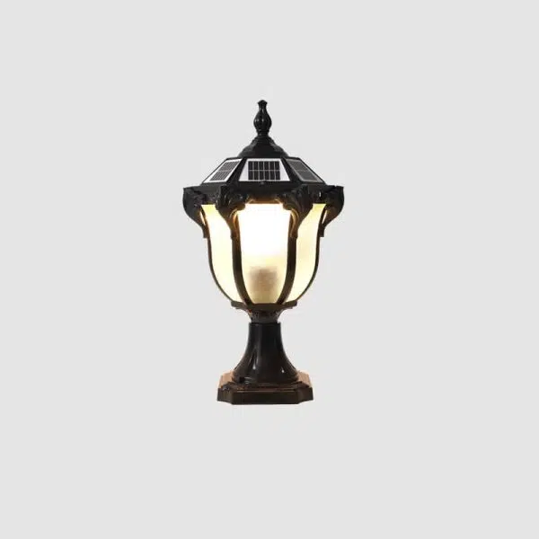 European Retro Die-Cast Aluminum Glass Solar Waterproof Outdoor Garden Landscape Column Light - Image 5