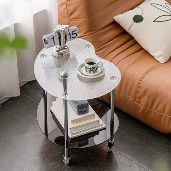 Contemporary Nordic Cloud Acrylic Stainless Steel Crystal Wheel End Table 2-Tier For Living Room - Image 4