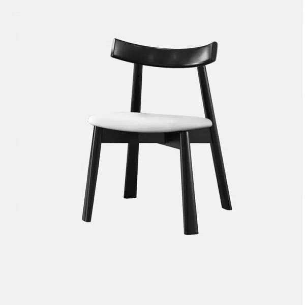 Contemporary Nordic Square Upholstered Curved Leather Wood Dining Chair Backrest For Dining Room - Image 13