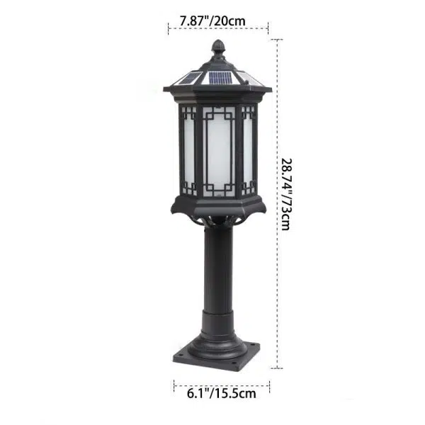 Traditional Chinese Waterproof Solar Aluminum Glass Cylinder LED Landscape Lighting Outdoor Light For Garden - Image 4