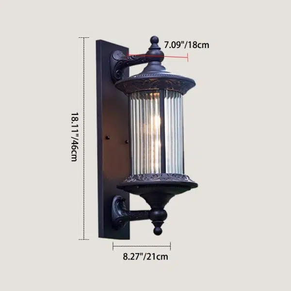 Contemporary Retro Waterproof Aluminum Glass Cylinder 1-Light Wall Sconce Lamp For Garden - Image 3