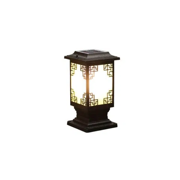 Solar Chinese Window Square Post Head 1-Light Waterproof Garden Landscape Light - Image 16