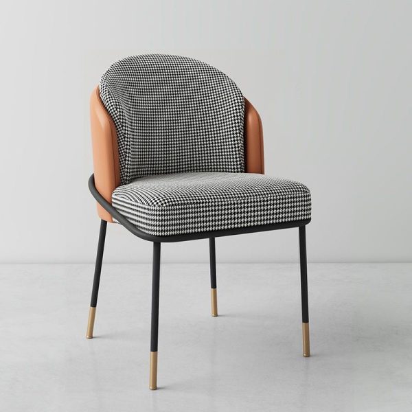 Contemporary Nordic Leather Fabric Iron Sponge Square Wraparound Dining Chair Backrest For Living Room - Image 20