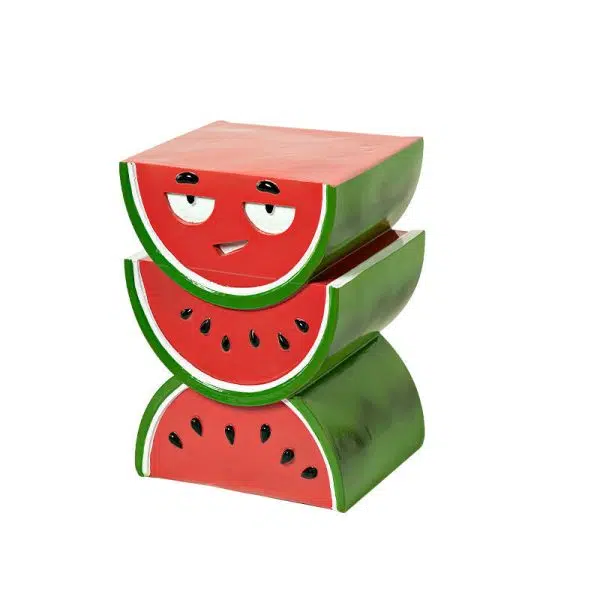Contemporary Creative Fruit Watermelon Peach Design Resin End Table For Living Room - Image 17