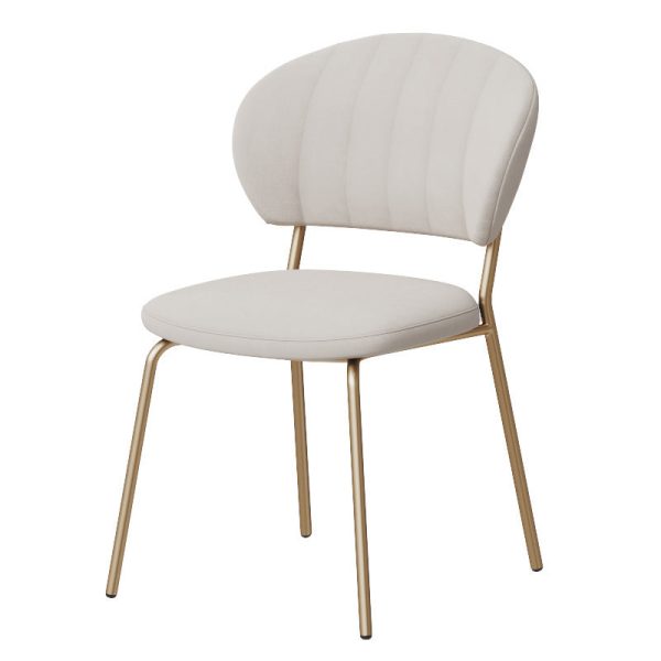 Contemporary Nordic Round Cotton Linen Upholstered Dining Chair Backrest For Dining Room - Image 7
