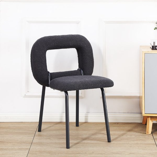 Contemporary Scandinavian Lambswool Donut Design Dining Chair Backrest For Dining Room - Image 2