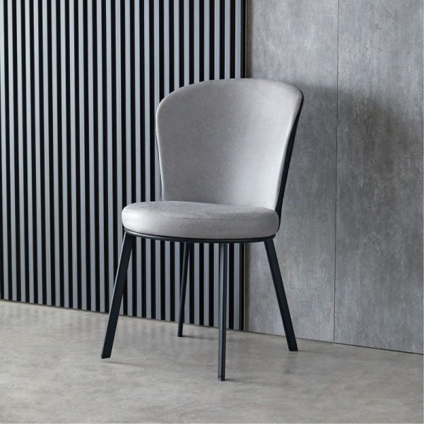Contemporary Scandinavian Round Cushion Leather Carbon Steel Dining Chair Backrest For Dining Room - Image 21