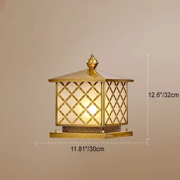 European Retro Luxury Copper Glass 1/2-Light Outdoor Patio Post Head Light - Image 7