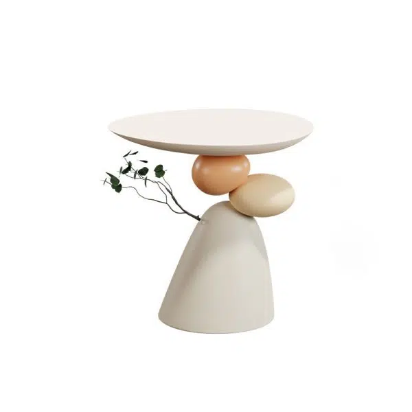 Contemporary Creative Round Elliptical Branch Slab Resin End Table For Bedroom - Image 11