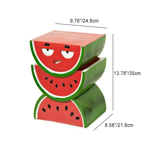 Contemporary Creative Fruit Watermelon Peach Design Resin End Table For Living Room - Image 6