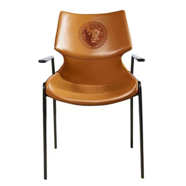 Contemporary Luxury Leather Metal Tapered Legs Dining Chair Backrest For Living Room - Image 20