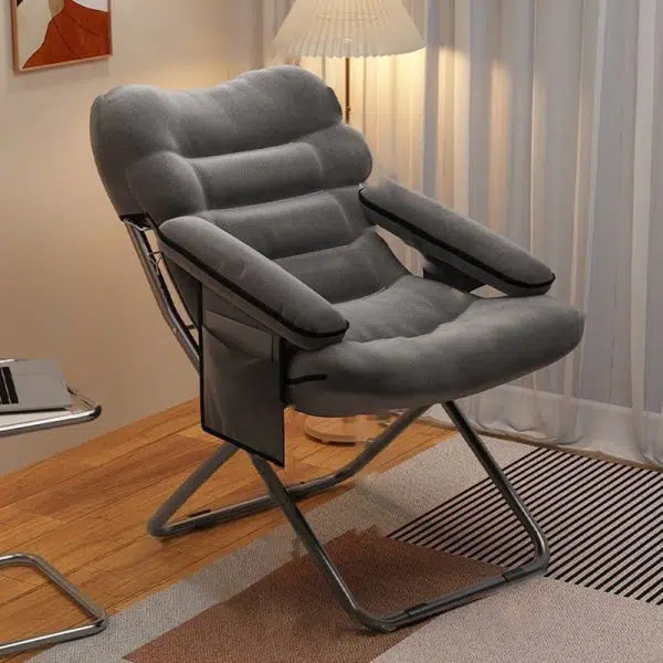 Modern Minimalist Square Back Cotton Stainless Steel Accent Chair Backrest Armrest For Living Room - Image 11