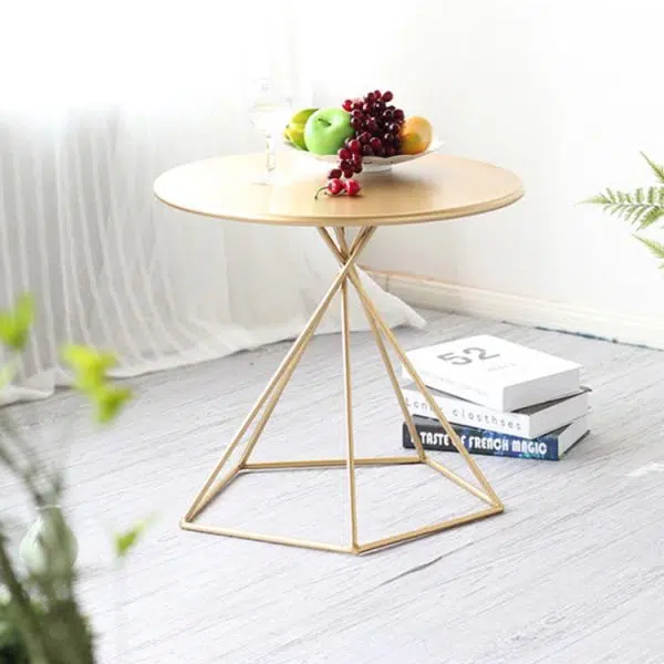 Contemporary Luxury Metal Geometric Pentagram Base End Table For Living Room - Image 2
