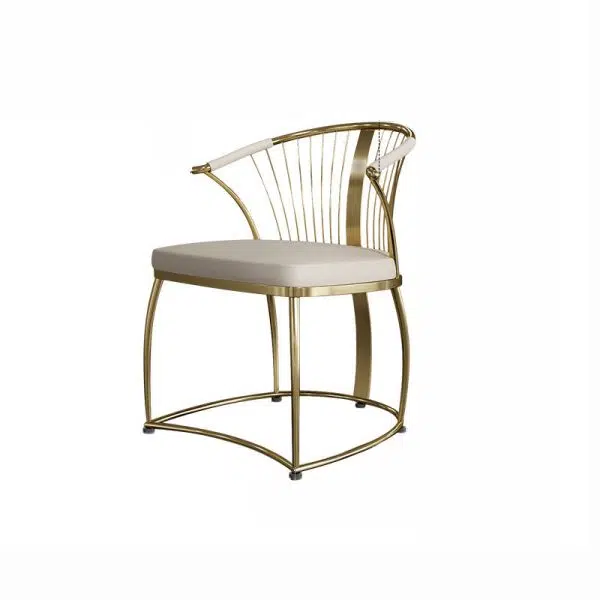 Contemporary Luxury Curved Stainless Steel Leather Chair Backrest Armless For Living Room - Image 16