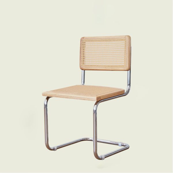 Contemporary Scandinavian Curved Back Solid Rattan Iron Dining Chair Backrest For Dining Room - Image 12