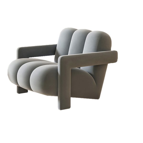 Contemporary Scandinavian Velvet Lambswool Wood Sponge Single Sofa Backrest Armrest For Living Room - Image 25