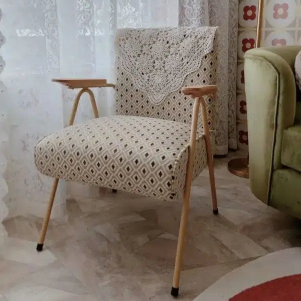 Contemporary Scandinavian Square Cushion Cotton Linen High Resilience Sponge Carbon Steel Accent Chair Backrest Armrest For Living Room - Image 8